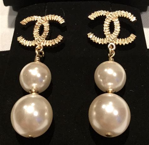 authentic Chanel dangle pearl earrings